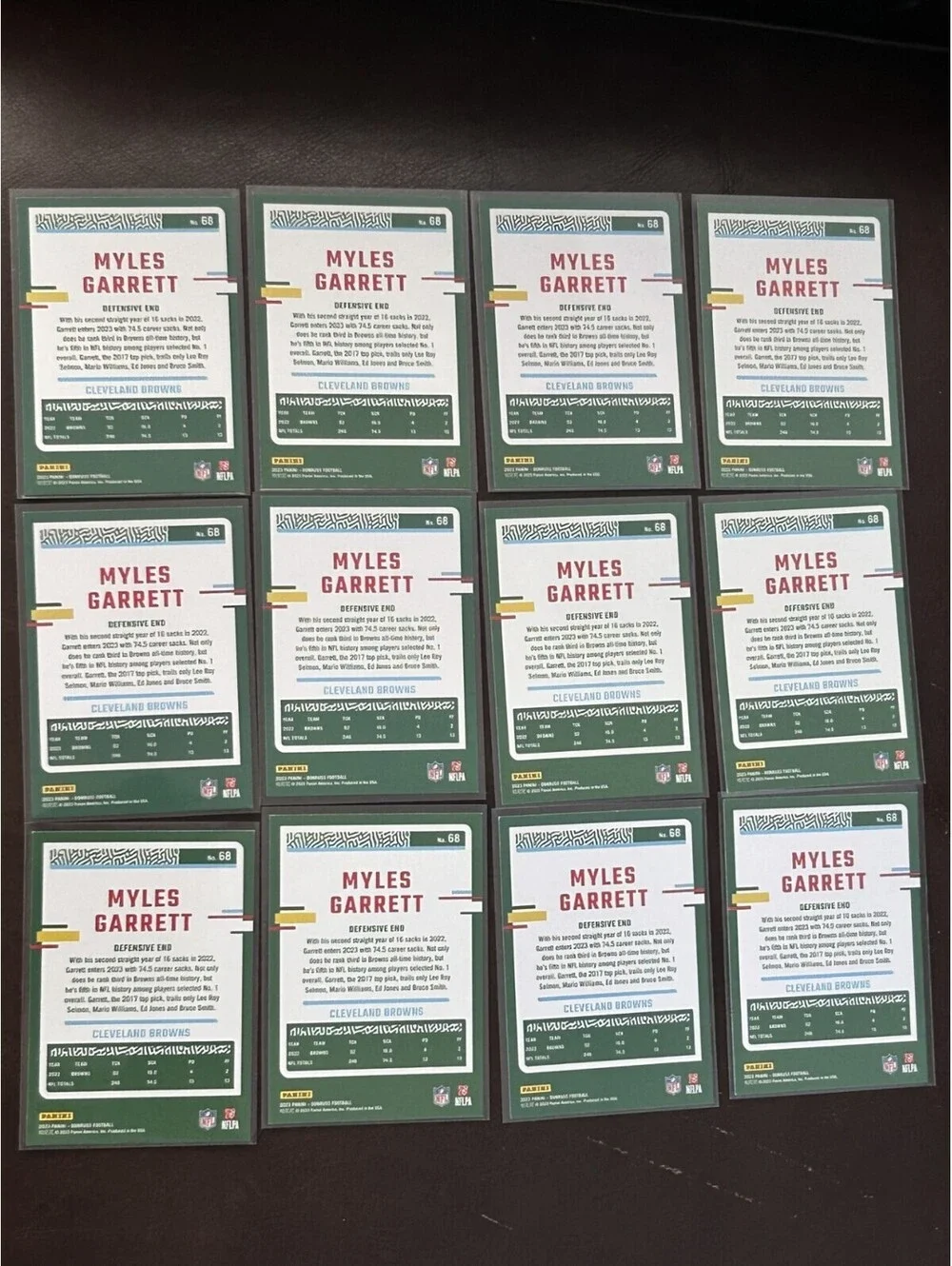 35 Myles Garrett 2023 Donruss Football Collection. Straight from pack to sleeve